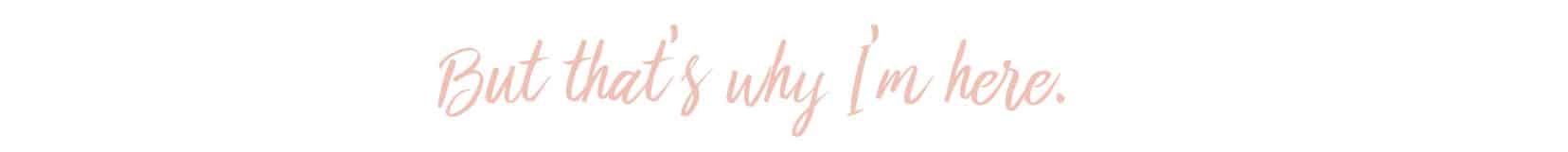 But that's why I'm here